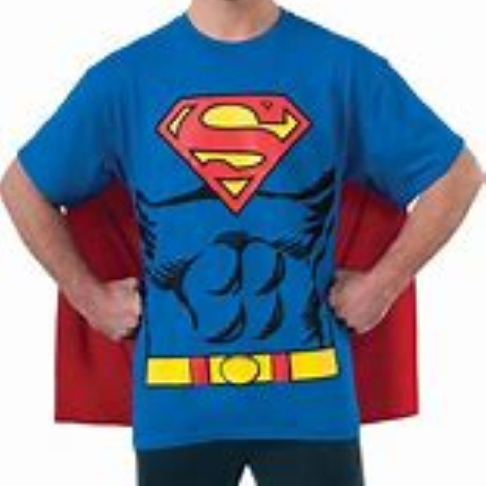 Men's DC Comics Superman Costume T-Shirt With Cape NWT